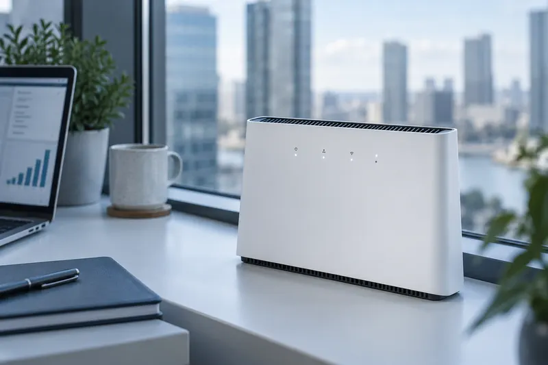 MikroTik 5G-router op een vensterbank